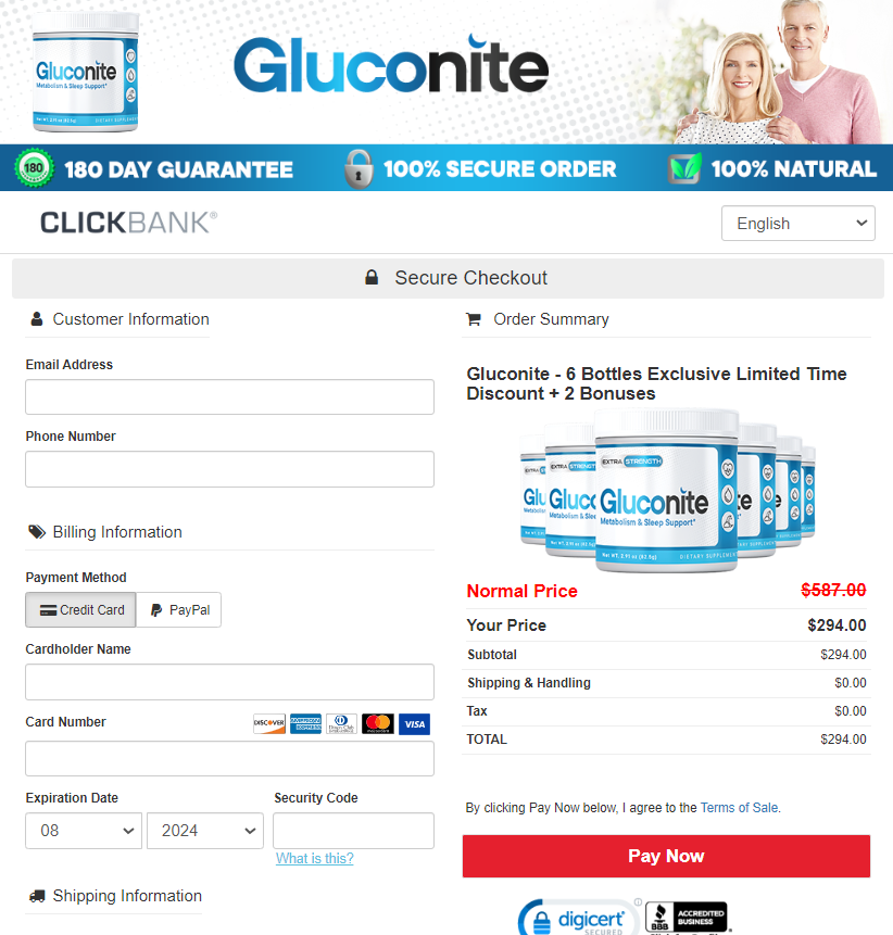 Gluconite Order Page